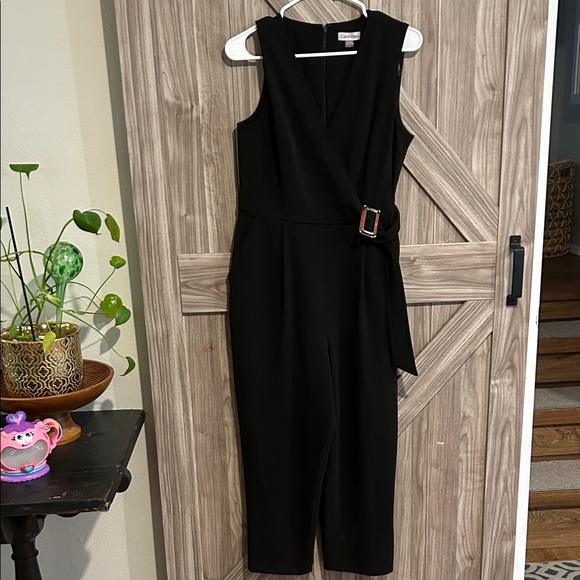 Calvin Klein Black Wrap Jumpsuit with Buckle - Picture 1 of 4